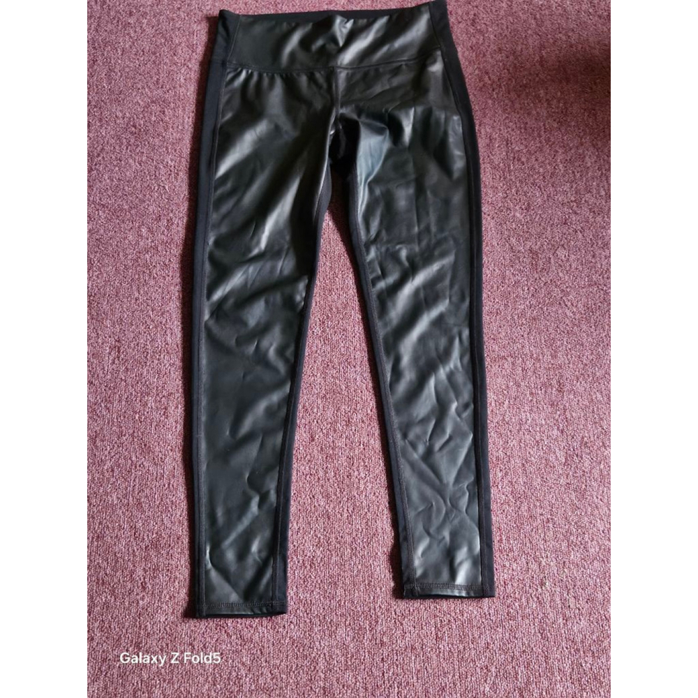 Women's Athleta Black Faux Leather Panel Leggings Size S